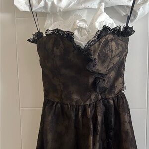 Lillie Ruben Vintage Black Lace Strapless Dress